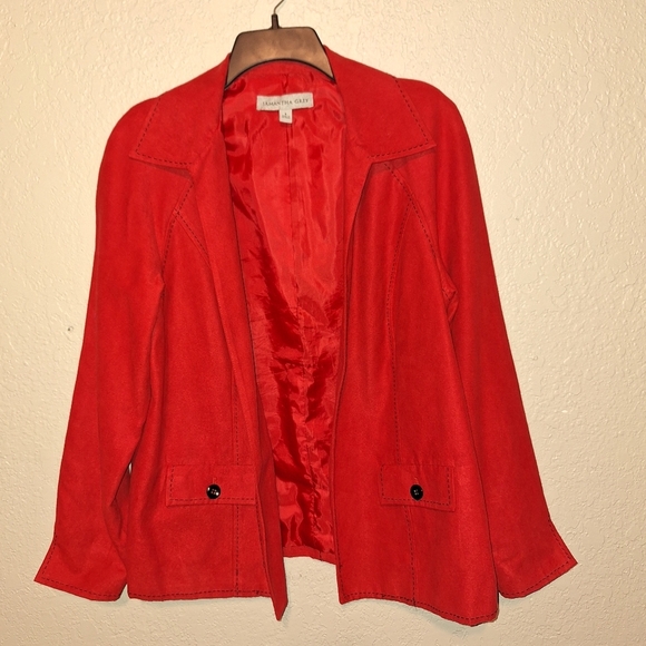 Samantha Grey Jackets & Blazers - Samantha Grey Red Soft Lightweight Jacket With Pockets Size Small